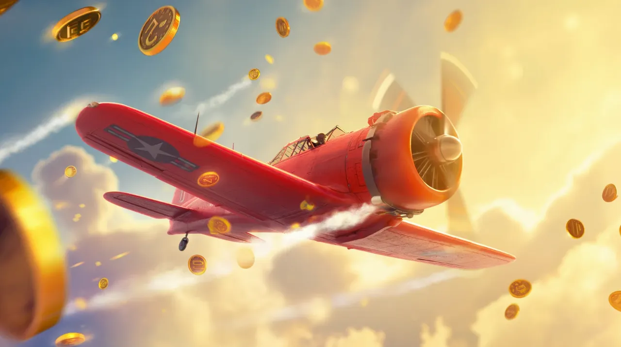 Aviator crash game rood vliegtuig met multiplier