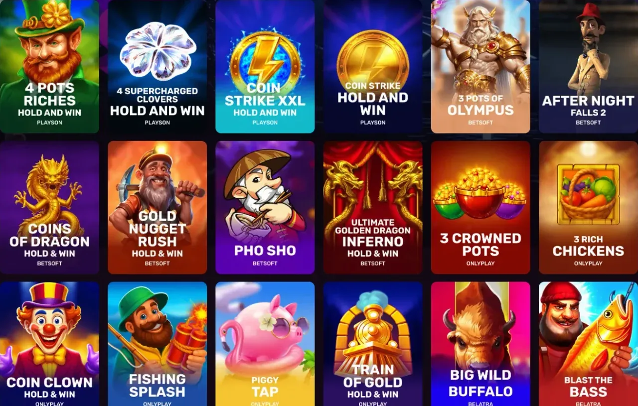 Raster met casinospellen van meerdere providers