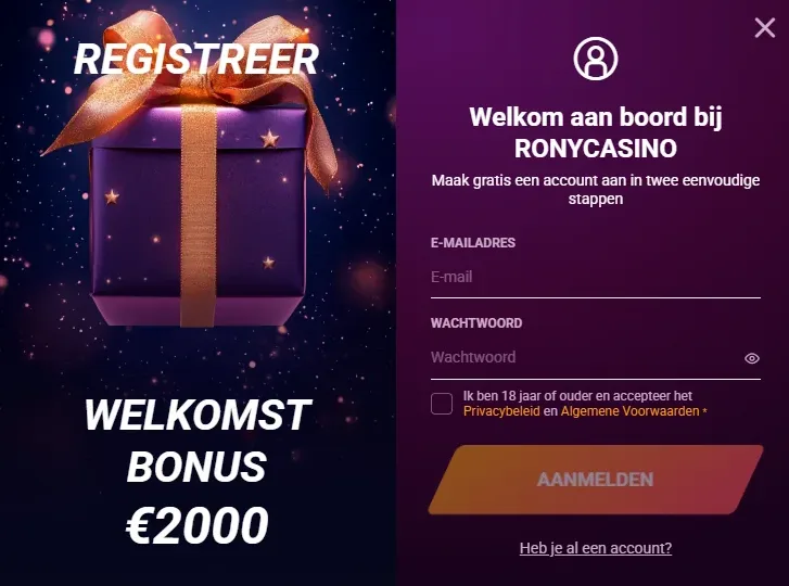 Registratieformulier met invoervelden