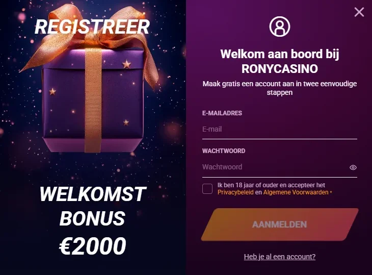 Registreren bij Rony Casino — Snel en Veilig een Account Aanmaken